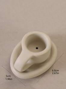 1pc Polymer Clay Candle Holder, Mug Design Candle Stand For Home - Watermelon Pink - View 4