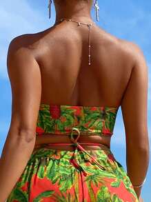 熱帶圖案抹胸比基尼上衣 - 彩色 - 查看 7