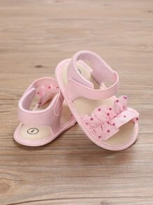 嬰兒荷葉邊星星圖案踝帶學院戶外涼鞋 - 粉色 - 查看 3