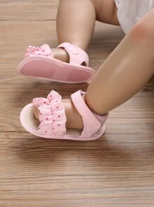 嬰兒荷葉邊星星圖案踝帶學院戶外涼鞋 - 粉色 - 查看 4