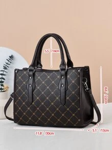 Geometric Pattern Top Handle Bag, Mother's Day Gift For Mom