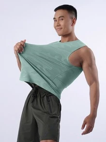 Manfinity Sport Corelite Men Camo Print Sports Tank Top Workout Tops - Mint Green - View 5