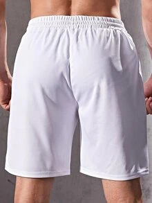 Men Letter Graphic Sports Shorts - White - View 2