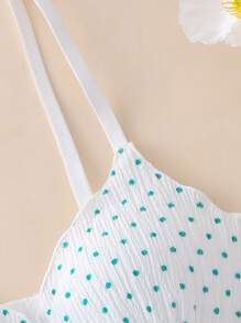 Tween Girl Polka Dot Print Bow Front Bra & Panty Set - White - View 3