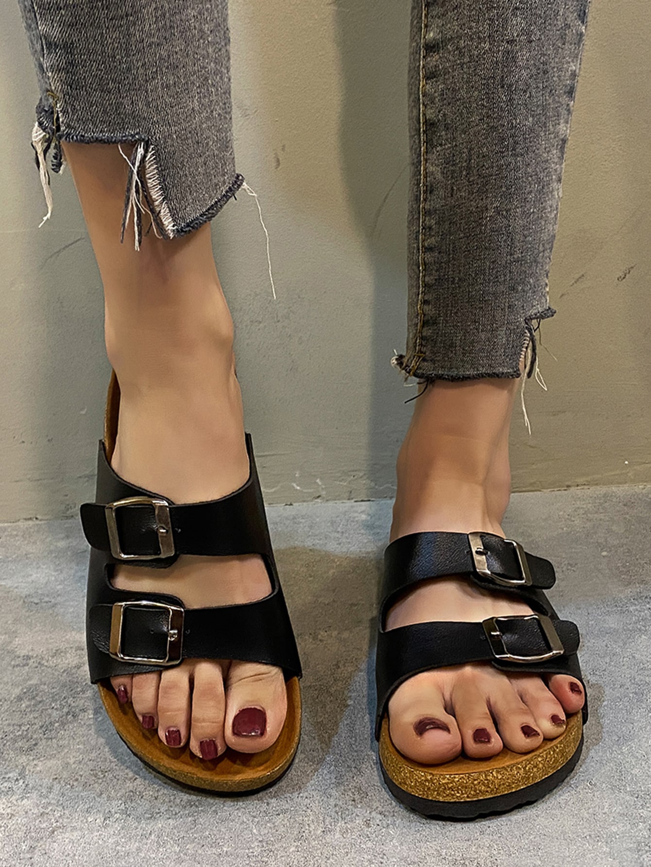 Sandalias De Doble Hebilla Sandalias Doble Hebilla Blanco