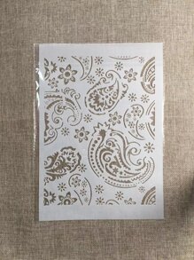 1pc White Plastic A4 Paisley Pattern Painting Stencil - White - View 1