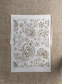 1pc White Plastic A4 Paisley Pattern Painting Stencil - White - View 3