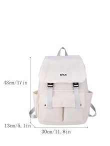Mochila con solapa con estampado de letra - Blanco - Ver 3
