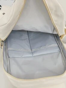 Mochila con solapa con estampado de letra - Blanco - Ver 5