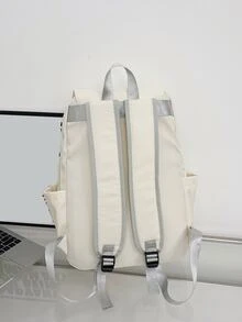 Mochila con solapa con estampado de letra - Blanco - Ver 6