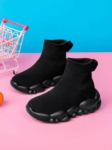 運動襪型運動鞋適用於男孩針織細節一腳蹬戶外運動鞋