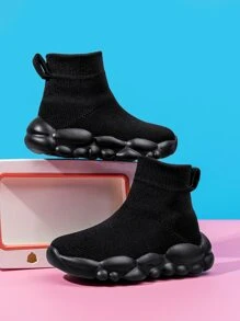 運動襪型運動鞋適用於男孩針織細節一腳蹬戶外運動鞋