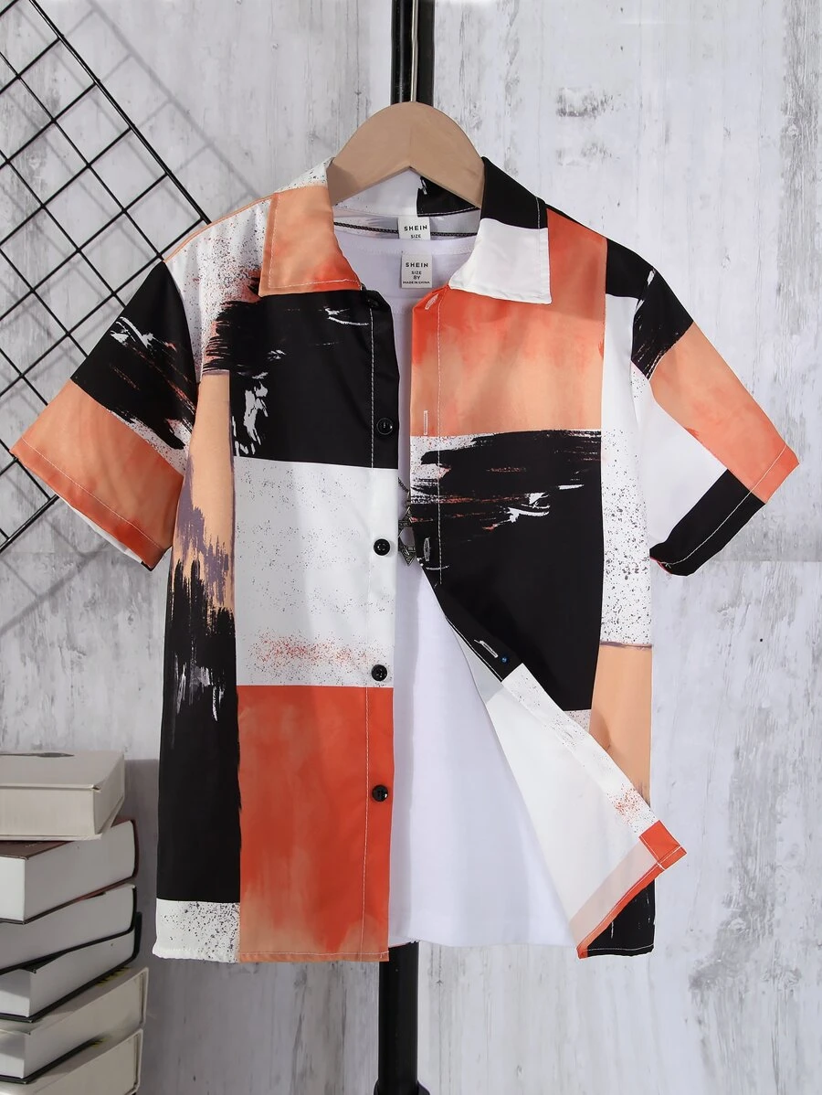 SHEIN Chicos Camisa de color combinado sin camiseta