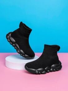 運動襪型運動鞋適用於男孩針織細節一腳蹬戶外運動鞋