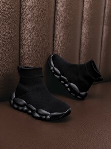 運動襪型運動鞋適用於男孩針織細節一腳蹬戶外運動鞋