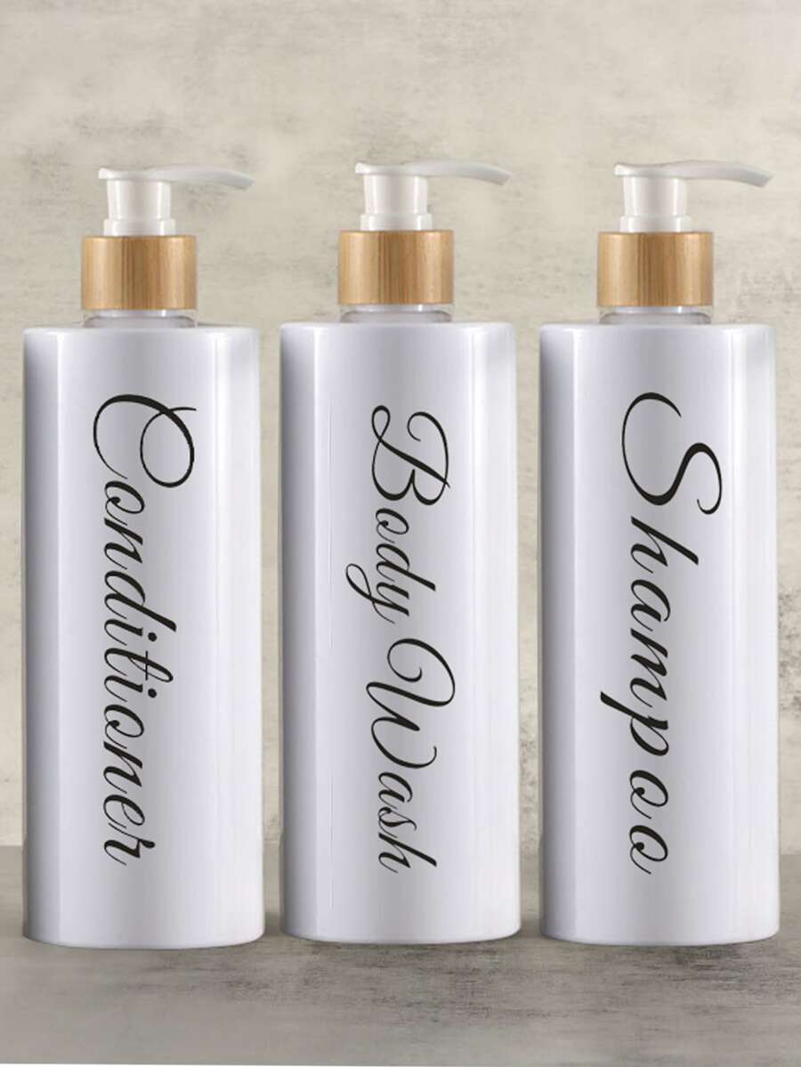 3个装 500毫升 Pef 浴室分配瓶 家居浴室装饰 秋季装饰 返校季 - 白色 - 查看 1