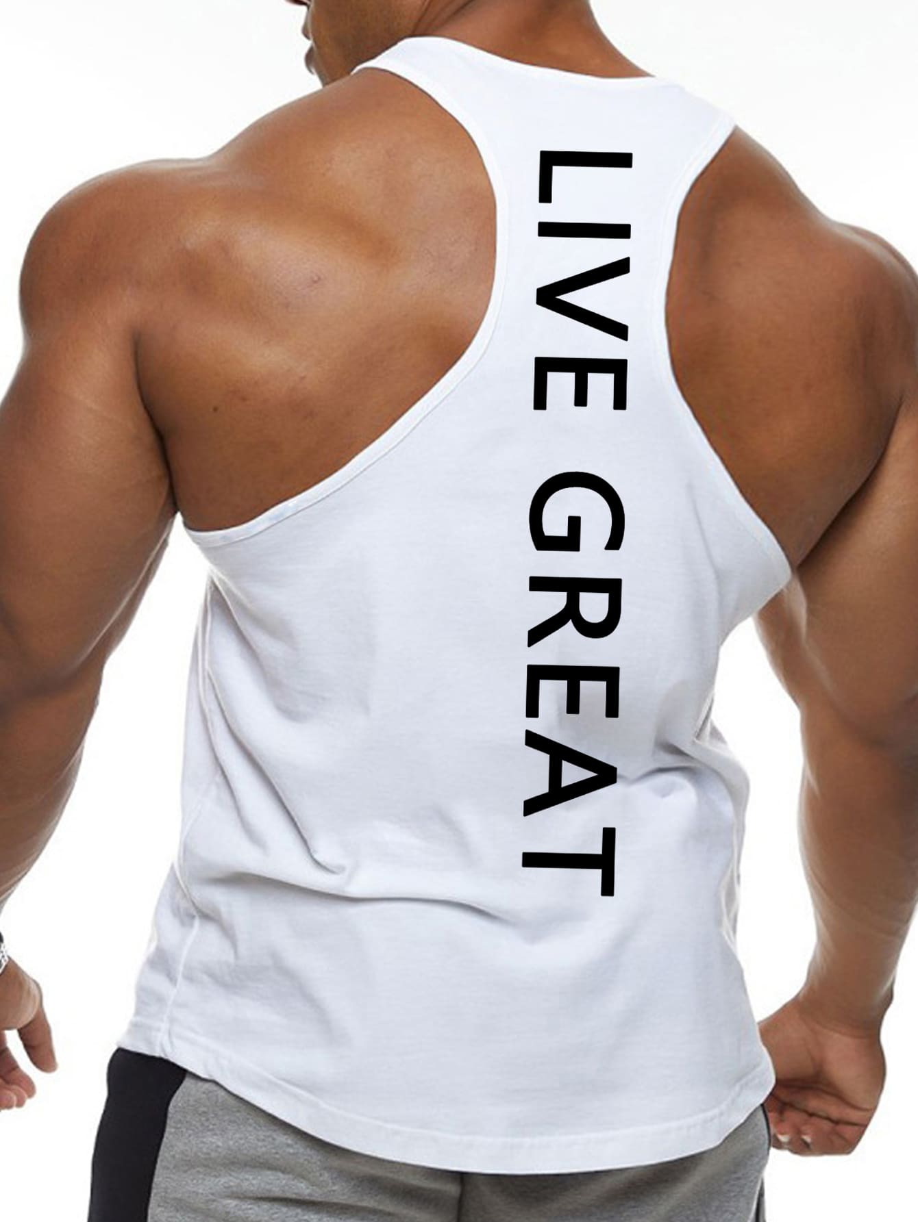 Manfinity Sport Corelite Men Letter Graphic Sports Tank Top - White - View 1