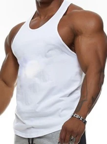 Manfinity Sport Corelite Men Letter Graphic Sports Tank Top - White - View 2