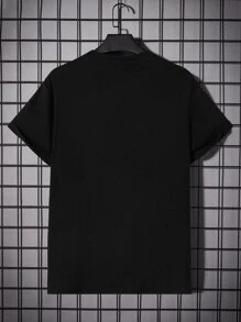 Manfinity RebelGame 男士棉熊和標語圖案T恤 - 黑色 - 查看 3