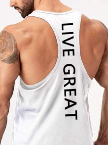 Manfinity Sport Corelite Men Letter Graphic Sports Tank Top - White - View 4