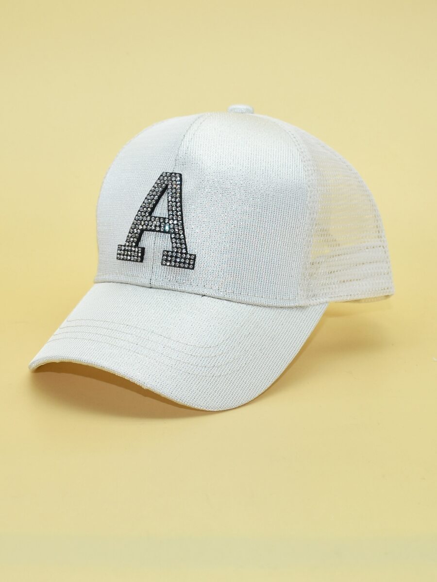 1 Pieza Gorra De Béisbol De Malla Transpirable Para Niños Con Etiqueta En Inglés, Protección Solar Para Exteriores, Primavera/verano - Blanco - Ver 1