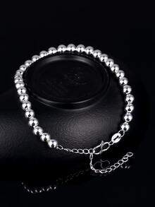Minimalist Beaded Bracelet - Silver - View 2
