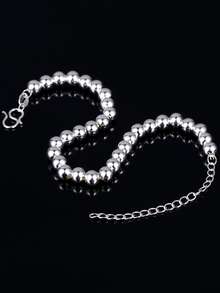 Minimalist Beaded Bracelet - Silver - View 3