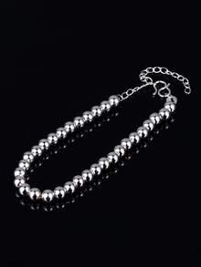 Minimalist Beaded Bracelet - Silver - View 4
