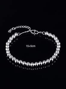 Minimalist Beaded Bracelet - Silver - View 5