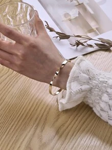 扭結開口手鐲 - 金黃色 - 查看 1