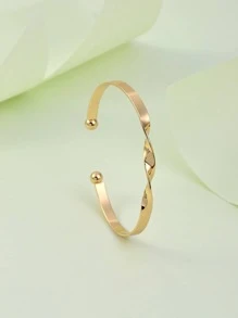 扭結開口手鐲 - 金黃色 - 查看 2