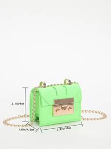 女孩螢光綠鏈條翻蓋方包 - 綠色 - 查看 2