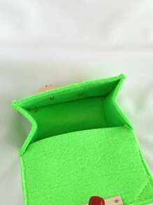 女孩螢光綠鏈條翻蓋方包 - 綠色 - 查看 3