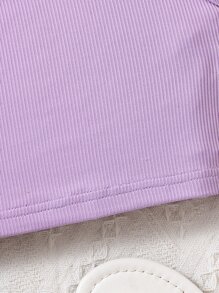 女孩素色條紋針織背心上衣