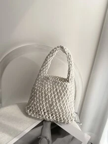 Mini Hollow Out Satchel Bag - White - View 2
