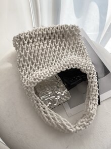 Mini Hollow Out Satchel Bag - White - View 5