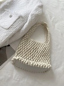 Mini Hollow Out Satchel Bag - White - View 6