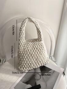 Mini Hollow Out Satchel Bag - White - View 7