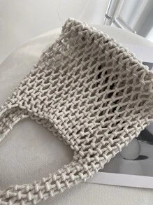 Mini Hollow Out Satchel Bag - White - View 8