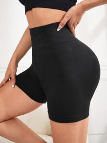 Yoga Basic Seamless High Stretch Solid Sports Shorts Butt Lifting Shortsshapewear Shortsseamless Yoga Shortsshort Levanta Bumbumseamless Shorts - Black - View 3