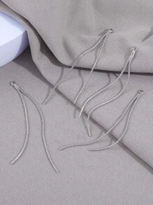 4 件簡約時尚銅白金鍍雙蛇骨、流蘇、鏈條吊墜設計鏈條適用於 Diy 耳環 - 銀色 - 查看 1