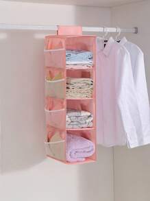 1入粉色掛式衣櫃整理架,採用牛津布製成,適用於宿舍、衣櫃、內衣、襪子收納
