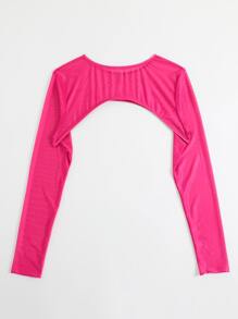 Solid Super Crop Cover Up - Hot Pink - View 2