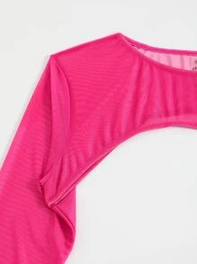 Solid Super Crop Cover Up - Hot Pink - View 5