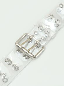 孔眼裝飾方形扣透明腰帶 - 彩色 - 查看 2