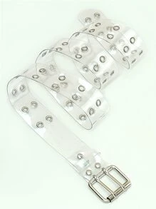 孔眼裝飾方形扣透明腰帶 - 彩色 - 查看 3