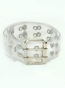 孔眼裝飾方形扣透明腰帶 - 彩色 - 查看 4