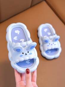 Chicas Zapatillas con diseño de conejo con banda única dulce PVC - Celeste - Ver 1