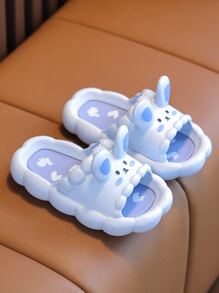 Chicas Zapatillas con diseño de conejo con banda única dulce PVC - Celeste - Ver 2