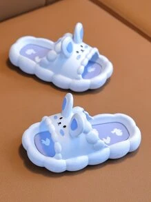 Chicas Zapatillas con diseño de conejo con banda única dulce PVC - Celeste - Ver 3